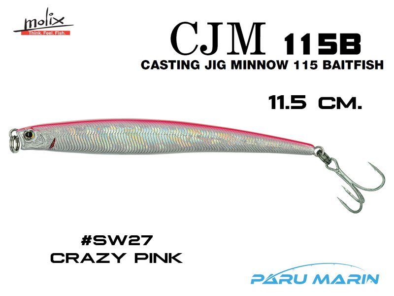 Molix Casting Jig Minnow 115  - 11.5 cm. Sahte Balık, #SW27 Crazy Pink
