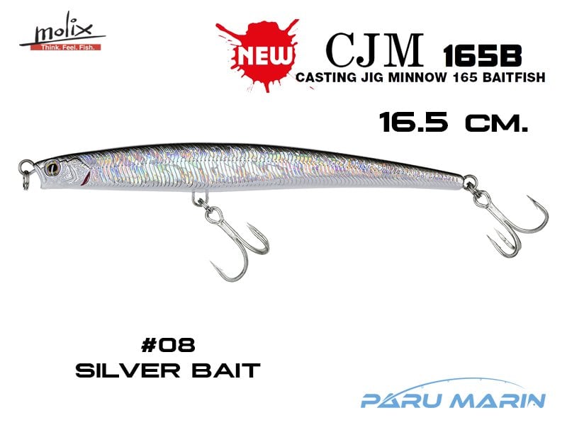 Molix Casting Jig Minnow 165  - 16.5 cm. Sahte Balık, #08 Silver Bait