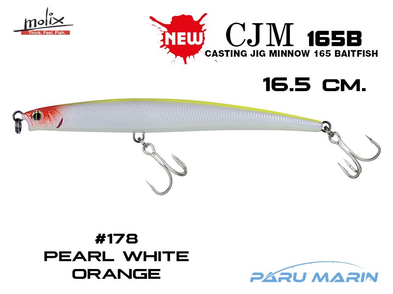 Molix Casting Jig Minnow 165  - 16.5 cm. Sahte Balık, #178 Pearl White Orange