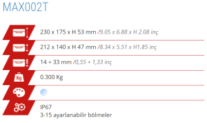 Panaro Max 002T Sızdırmaz Bölmeli Kutu 230*175*53mm.