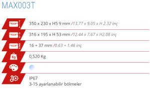 Panaro Max 003T Sızdırmaz Bölmeli Kutu 350*230*59mm.