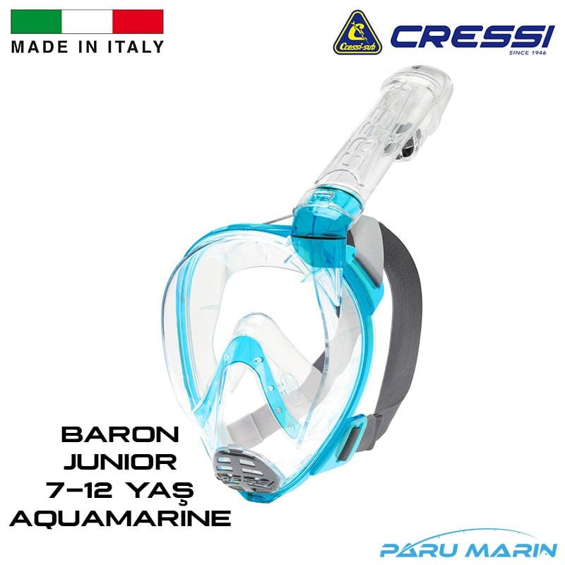 Cressi Baron Junior 7-12 Yaş AQUAMARINE Tam Yüz Maskesi