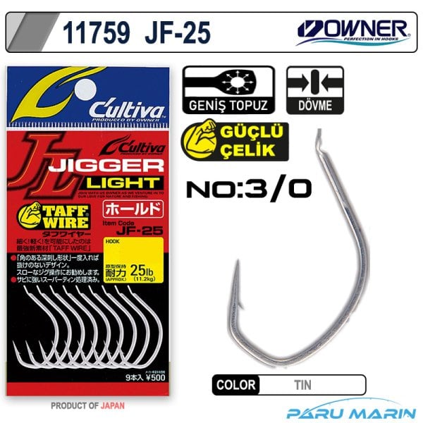 Owner 11759 JF-25 Jigger Light Jig İğnesi No:3/0