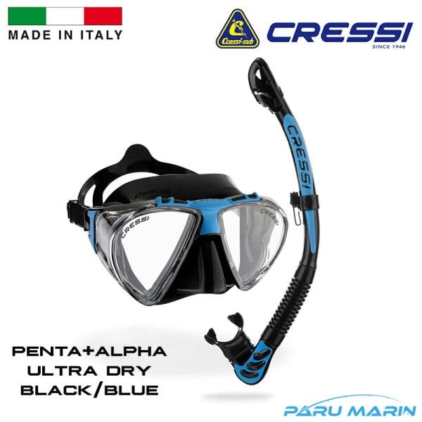 Cressi Penta Maske + Alpha Şnorkel Set Black /Blue