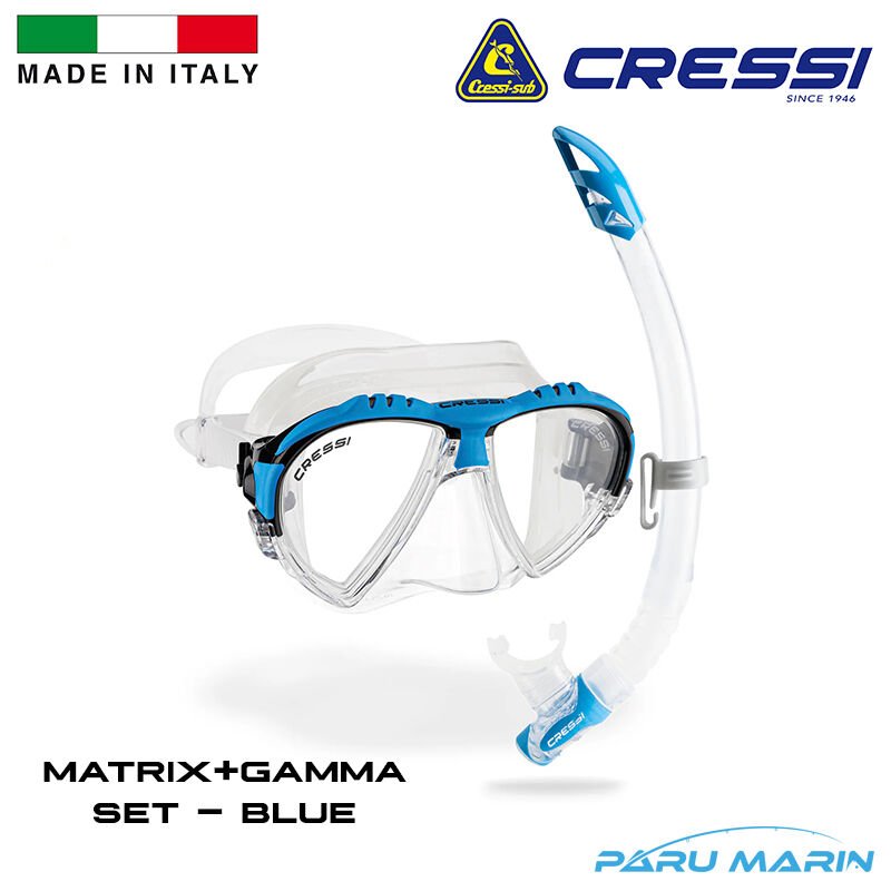 Cressi Matrix Maske + Gamma Şnorkel Set Mavi