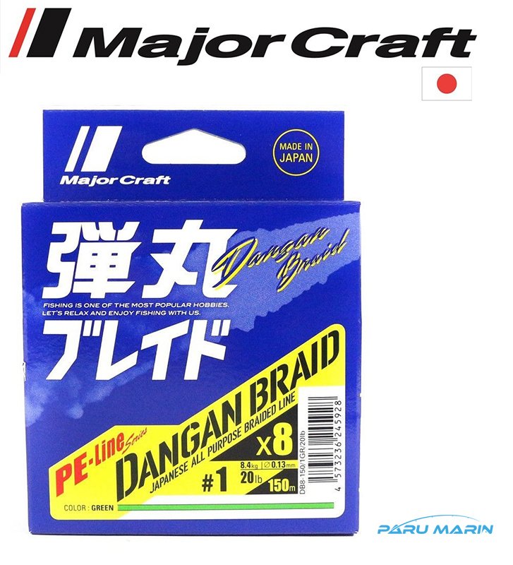Major Craft Dangan Spin İp DB8 PE 1.0/0.13mm/8.4kg/150mt. Green