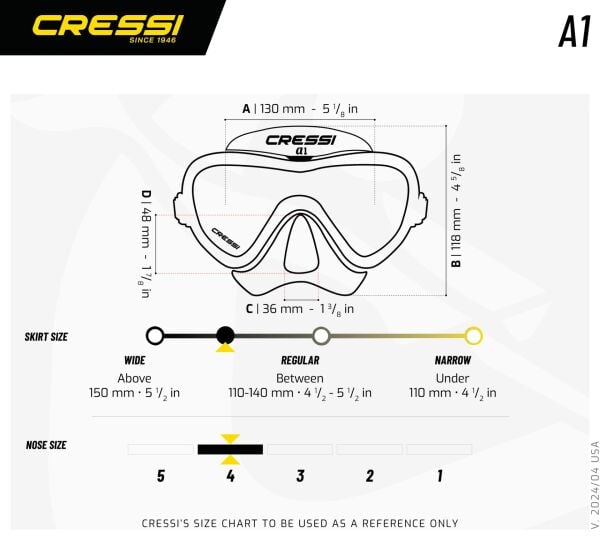 Cressi A1  Black / Lime Dalış ve Yüzme Maskesi