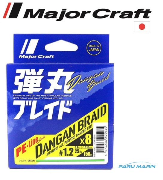 Major Craft Dangan Spin İp DB8 PE 1.2/0.16mm/9.8kg/150mt. Green