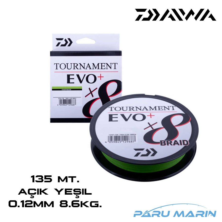 Daiwa Tournament Evo+ x8 135 Mt. 0.12mm 8.6kg. Açık Yeşil İp Misina