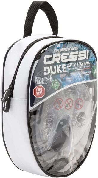 Cressi Duke Tam Yüz Maske M/L Clear Silver