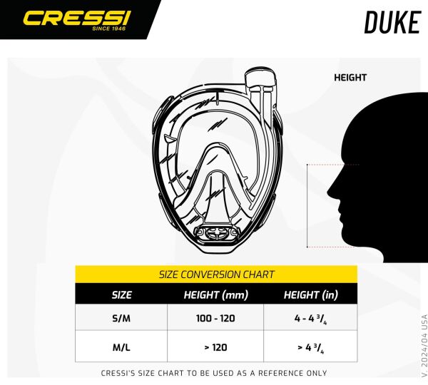 Cressi Duke Tam Yüz Maske M/L Clear Silver