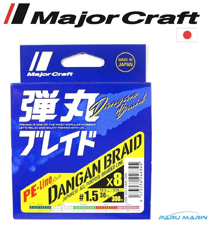 Major Craft Dangan Braid İp DB8 PE 1.5/0.19mm/12.3kg/300mt. Multi