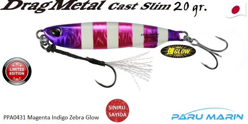 Duo Drag Metal Cast Slim Tachi Jig 20gr. PPA0431 / Magenta Indigo Zebra Glow