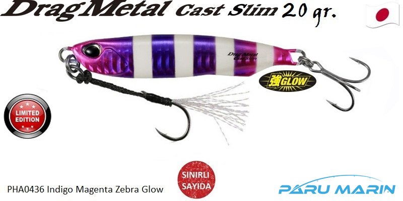 Duo Drag Metal Cast Slim Tachi Jig 20gr. PHA0436 / Indigo Magenta Zebra Glow