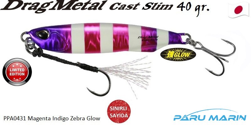 Duo Drag Metal Cast Slim Tachi Jig 40gr. PPA0431 / Magenta Indigo Zebra Glow