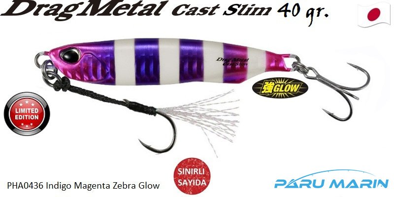 Duo Drag Metal Cast Slim Tachi Jig 40gr. PHA0436 / Indigo Magenta Zebra Glow