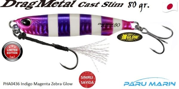Duo Drag Metal Cast Slim Tachi Jig 80gr. PHA0436 / Indigo Magenta Zebra Glow