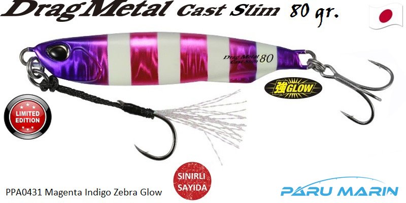 Duo Drag Metal Cast Slim Tachi Jig 80gr. PPA0431 / Magenta Indigo Zebra Glow