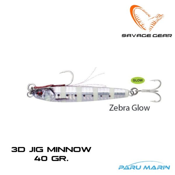 Savage Gear 3D Jig Minnow 40gr. Jig Zebra Glow