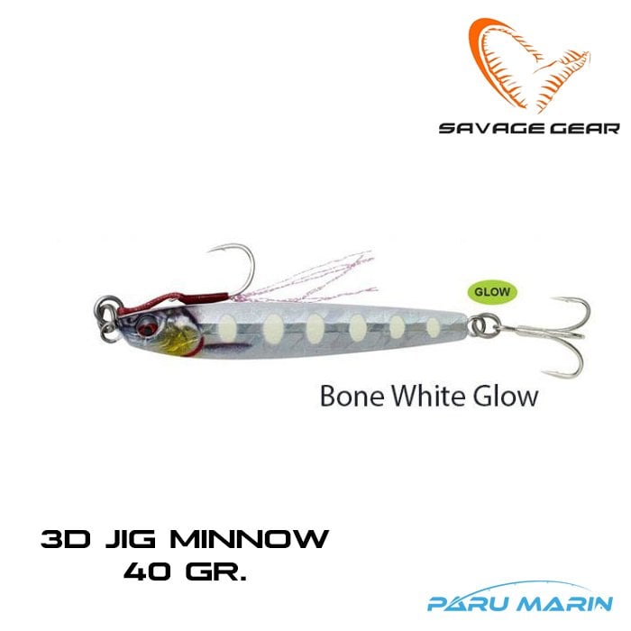 Savage Gear 3D Jig Minnow 40gr. Jig Bone White Glow