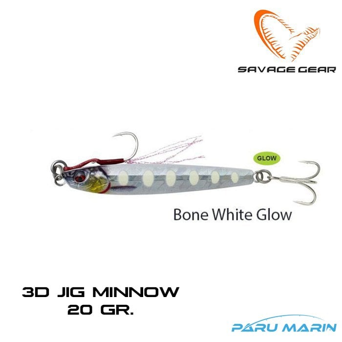 Savage Gear 3D Jig Minnow 20gr. Jig Suni Yem Bone White Glow