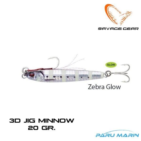Savage Gear 3D Jig Minnow 20gr. Jig Suni Yem Zebra Glow