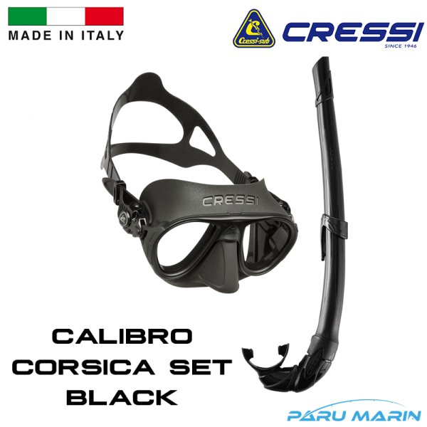 Cressi Calibro+Corsica Maske Şnorkel Seti Siyah