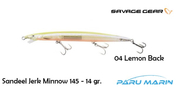 Savage gear Sandeel Jerk Minnow 145 14g - 04-Lemon Back