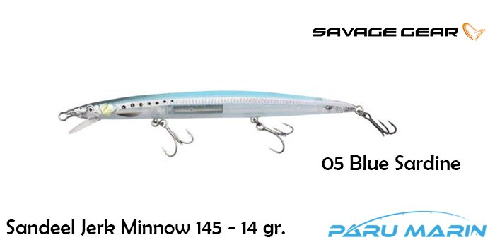 Savage gear Sandeel Jerk Minnow 145 14g - 05-Blue Sardine