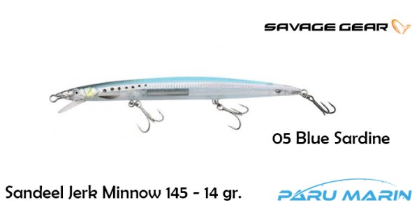 Savage gear Sandeel Jerk Minnow 145 14g - 05-Blue Sardine