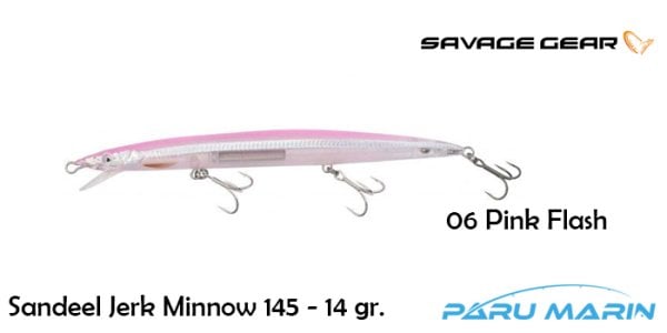 Savage gear Sandeel Jerk Minnow 145 14g - 06-Pink Flash