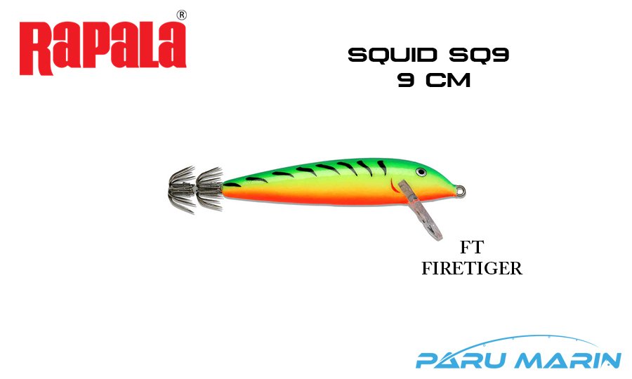 Rapala Squid SQ9 -  9 cm Sahte Kalamar Zokası FT - FIRE TIGER