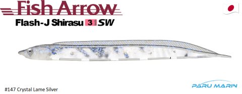 Fish Arrow Flash J Shirasu 7.5cm SW #147 Crystal Lame Silver Sahte Balık