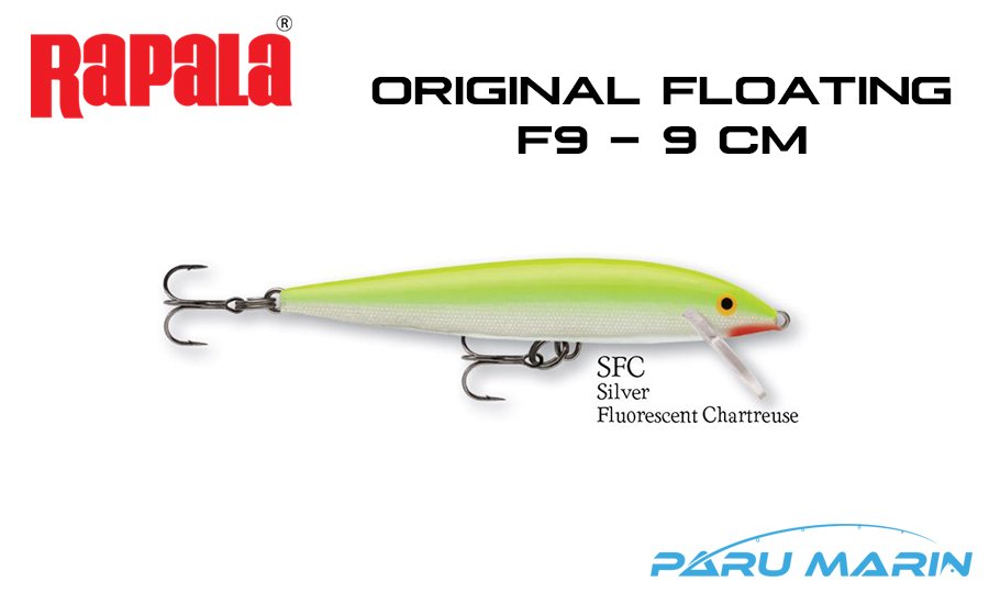 Rapala Original Floating F09 - 9 cm Sahte Balık SFC - SILVER FLUORO CHARTREUSE