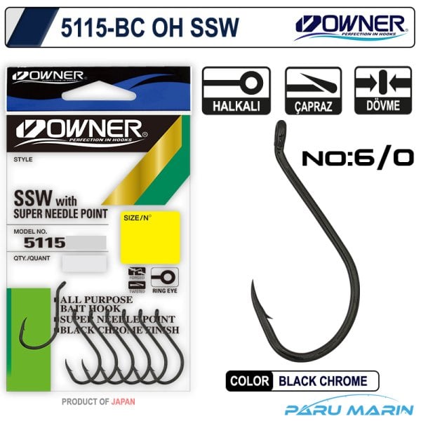 Owner 5115 6/0 Siyah Nikel İğne