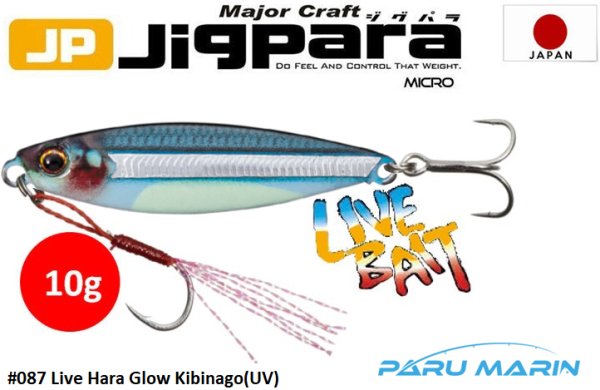 Major Craft Jigpara Micro JPM-10gr #87 Live Hara Glow Kibinago (UV)