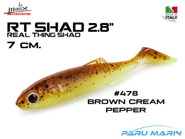 Molix RT Shad 7cm/2.8'' Silikon Yem, #478 UV Brown Cream Pepper