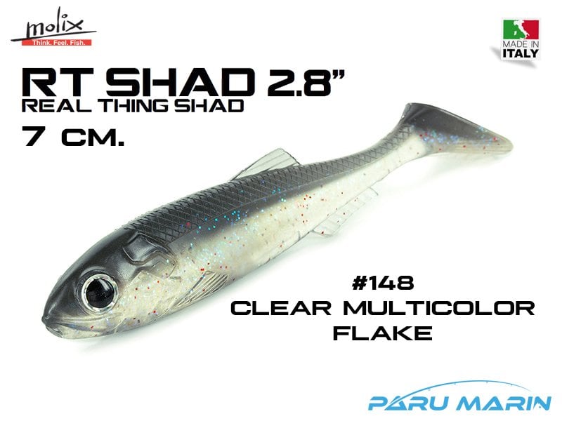 Molix RT Shad 7cm/2.8'' Silikon Yem, #148 UV Clear Multicolor Flake