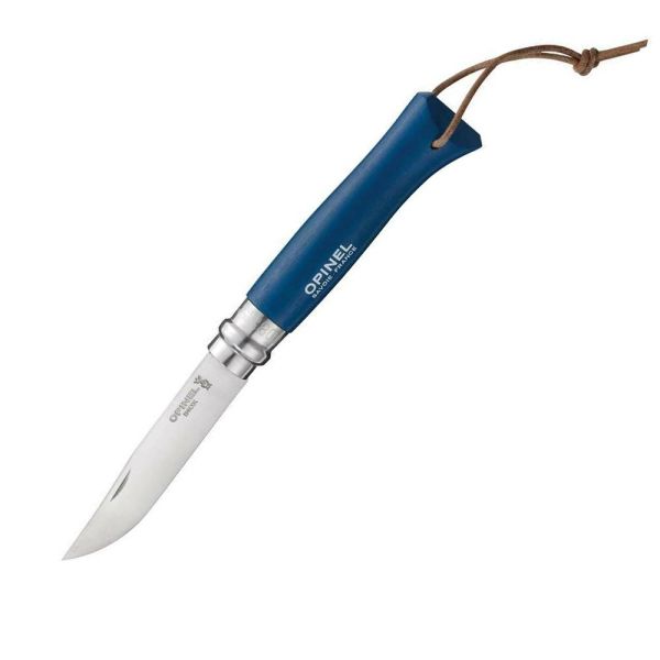 Opinel Inox 8 No Deri Kılıflı Paslanmaz Çakı Mavi