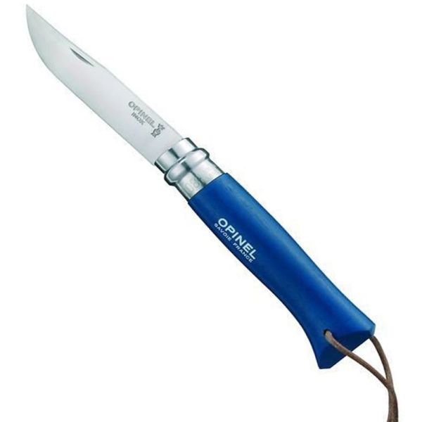 Opinel Inox 8 No Deri Kılıflı Paslanmaz Çakı Mavi