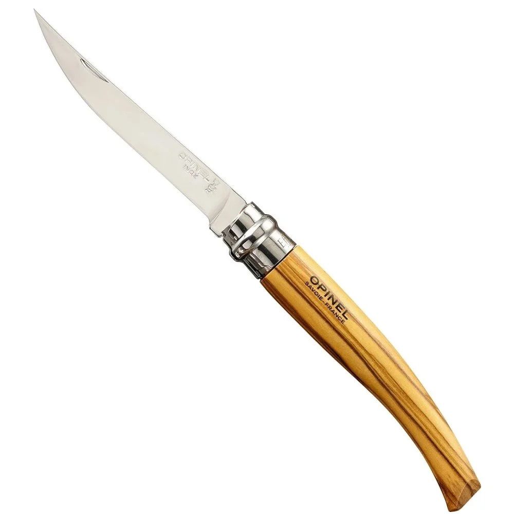 Opinel Inox 10 No Ahşap Kutulu ve Deri Kılıflı Zeytin Saplı Fleto Çakı