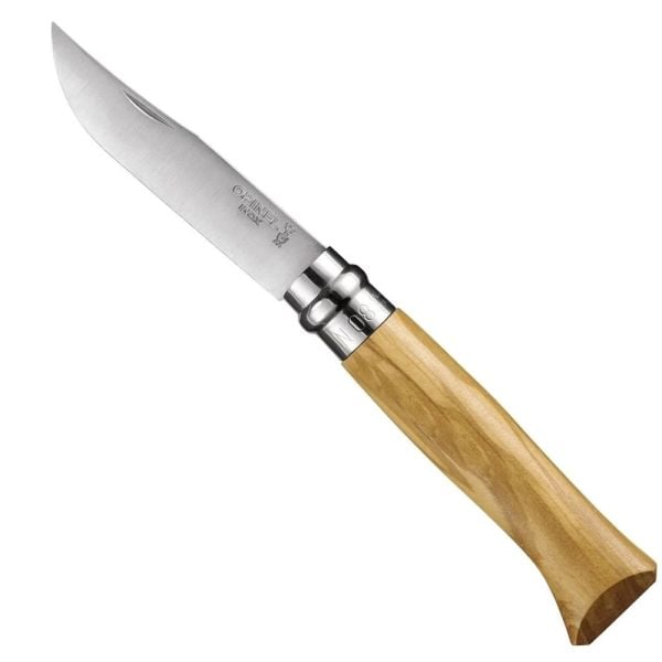 Opinel Inox 8 No Ahşap Kutulu ve Deri Kılıflı Zeytin Saplı Çakı