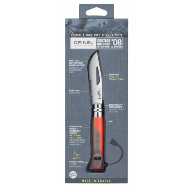 Opinel Inox No 08 Paslanmaz Çelik Çakı Düdüklü (Kırmızı)