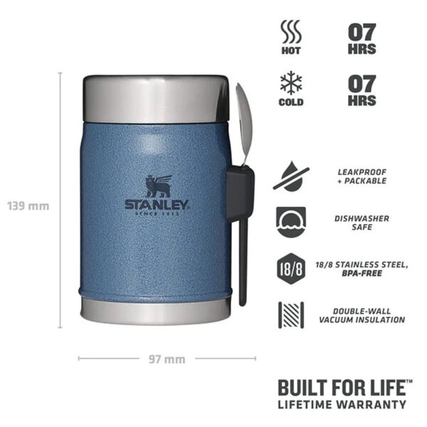 Stanley Klasik Paslanmaz Çelik Yemek Termosu Kaşıklı 0,40 LT Hammertone Lake