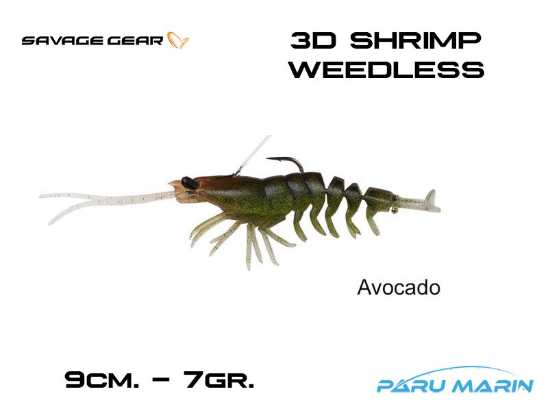 Savage Gear 3D Shrimp Weedless 9 cm 7 gr Silikon Yem AVACADO