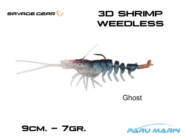 Savage Gear 3D Shrimp Weedless 9 cm 7 gr Silikon Yem GHOST