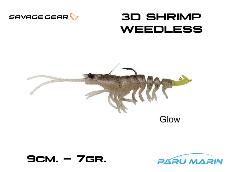 Savage Gear 3D Shrimp Weedless 9 cm 7 gr Silikon Yem GLOW