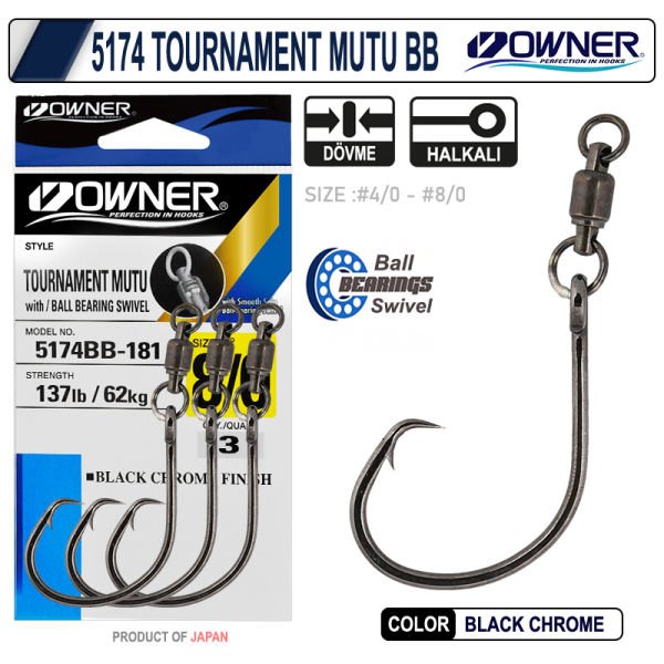 Owner 5174BB Tournament Mutu 4/0 Bilyalı Fırdöndülü Big Game İğne