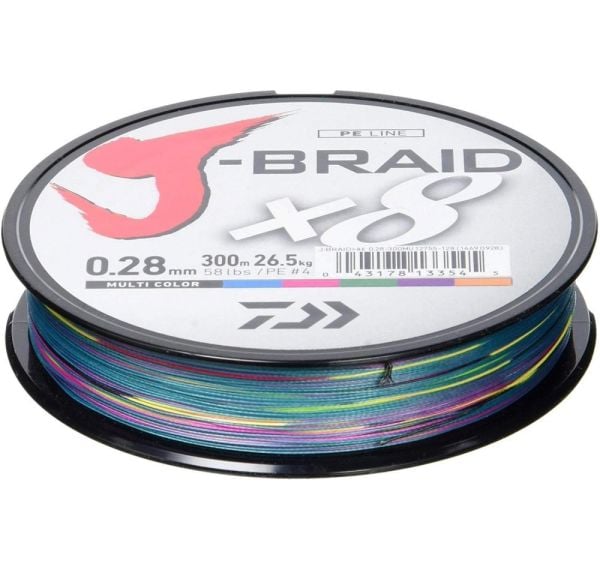 Daiwa J-Braid x8 Multi Color 300 Mt. 0.28mm 26.5kg. İp Misina