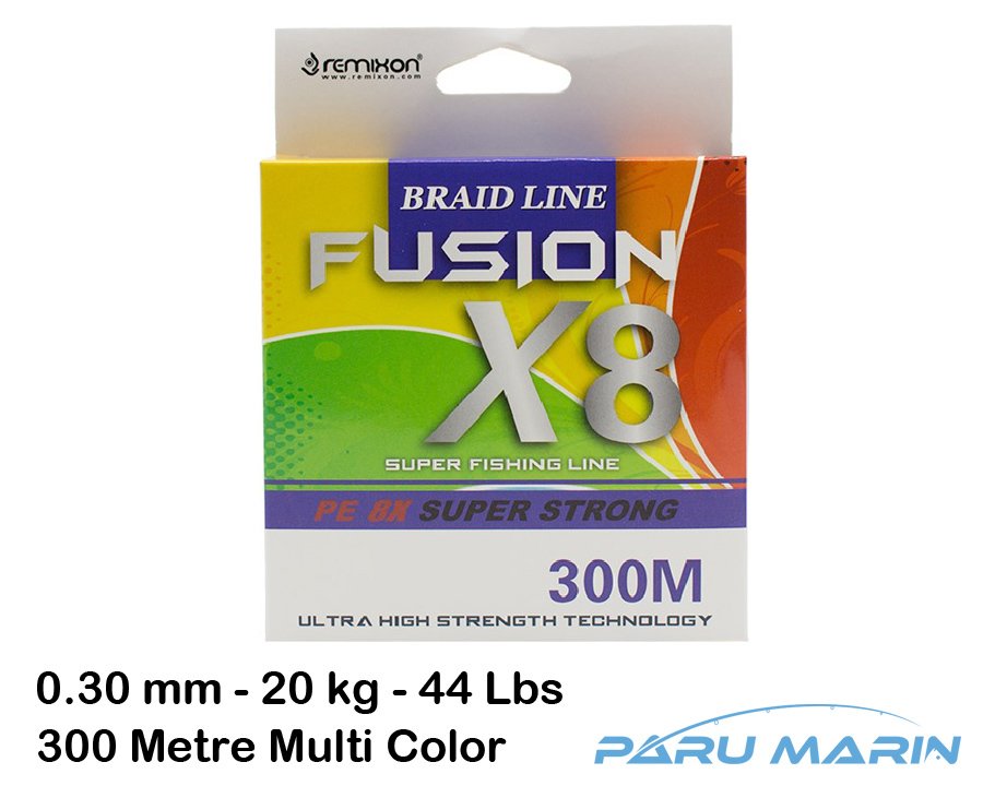 Remixon Fusion 300mt.0.30mm 20kg. X8 Multi Color Renkli İp Misina